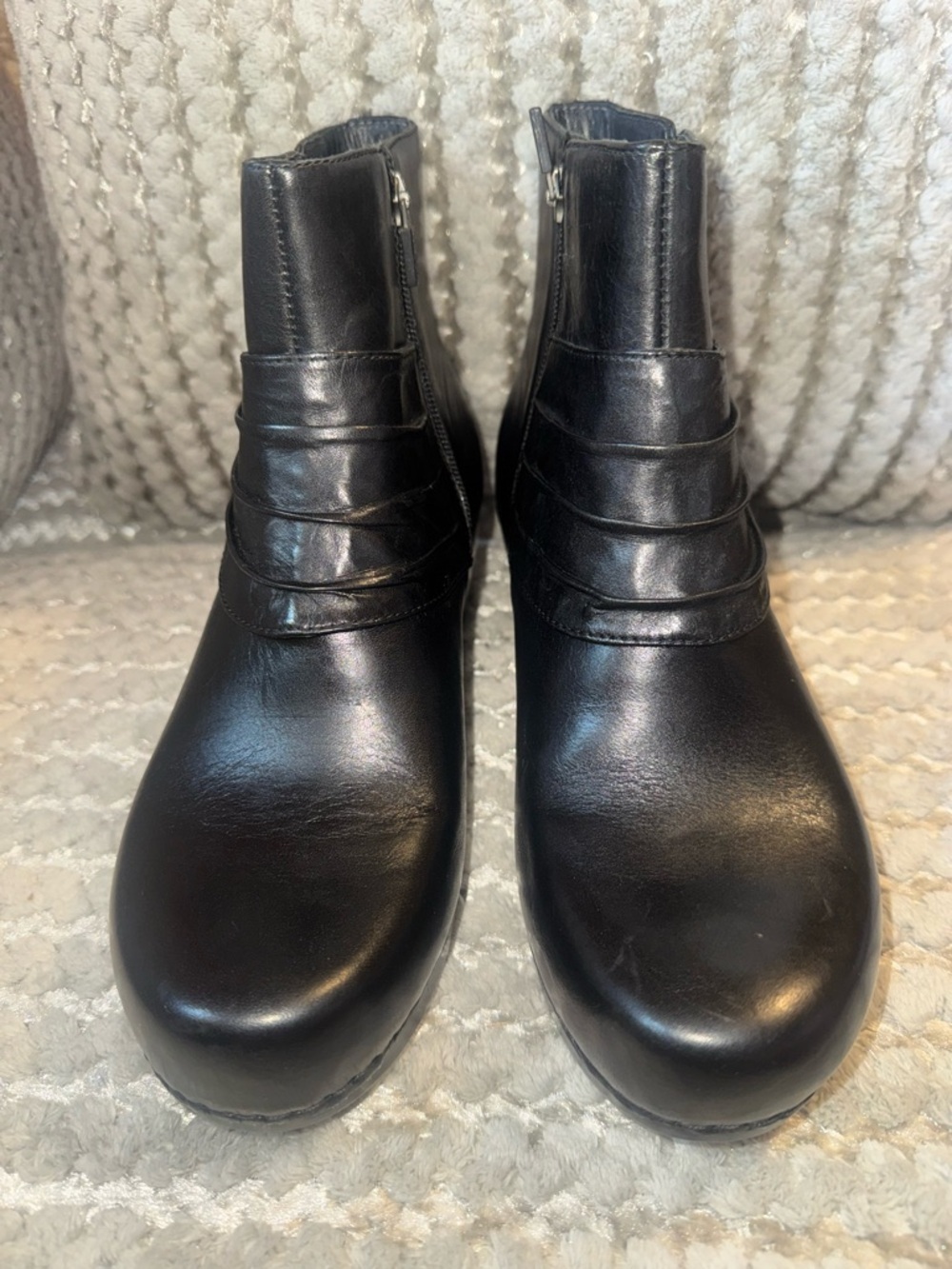 Dansko Black Leather Strap Detail Ankle Boots - Picture 2 of 9